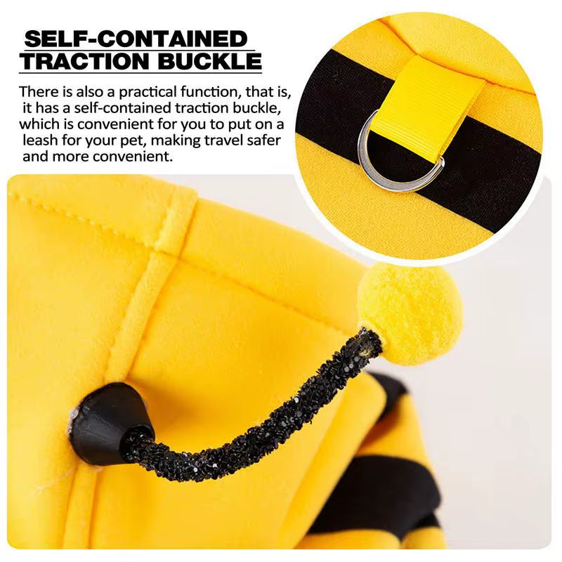 Cat Bee Costume Soft Cat Holiday Cosplay Warm Clothes Pet Bee Halloween Hoodiesfunny Outfits Clothes for Dogs Accessories