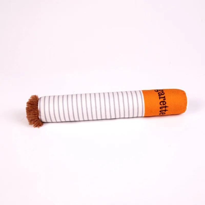 Dogs Cigarette Teeth Grinding Toys with Squeaking Sound,Funny Squeaky Cigar Plush Toy for Pet Chewing,Teething,Grinding,Training