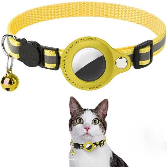Anti-Lost Cat Collar for Airtag Tracker Protective Case with Bell No GPS Reflective Cats Necklace Kitten Accesories Pet Products