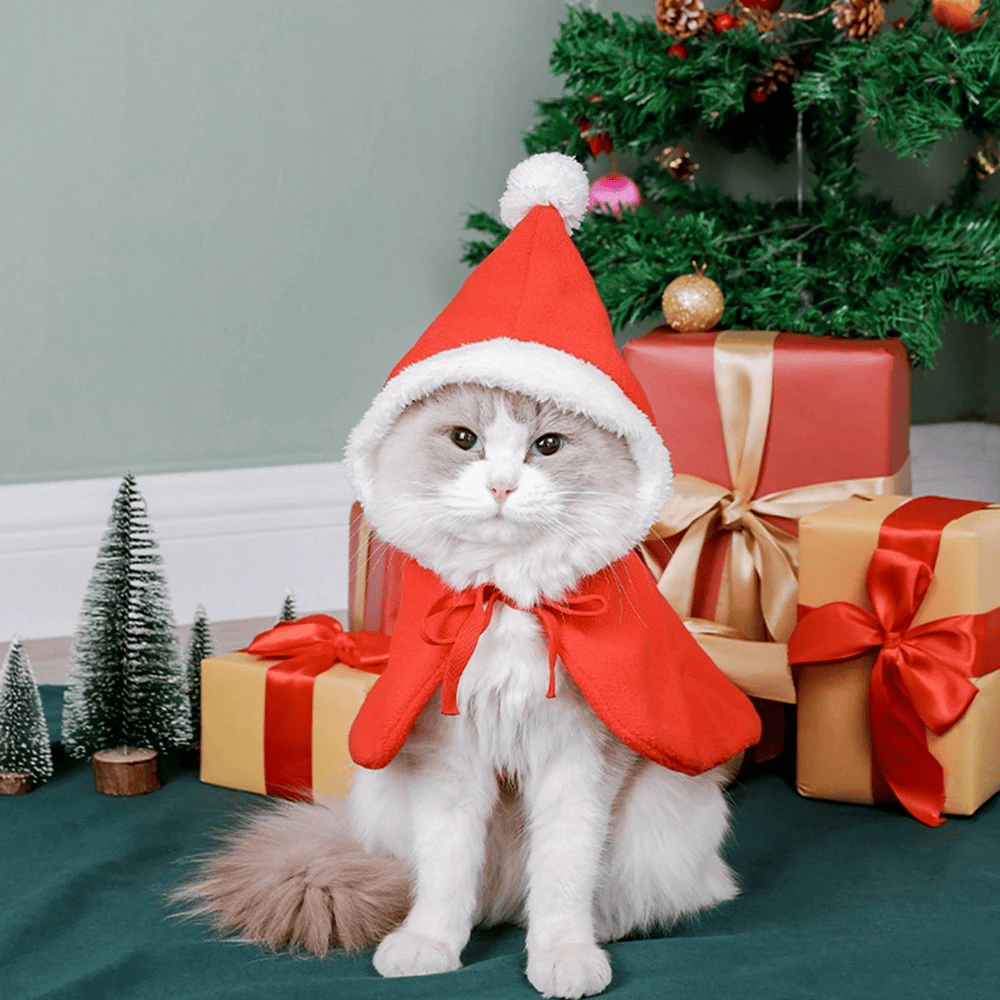 Christmas Pet Santa Cosplay Elk Costume Dog Puppy Hoodie Coat Clothes Soft Plush Warm Cloak Outfit for Small Dogs Cats Costume