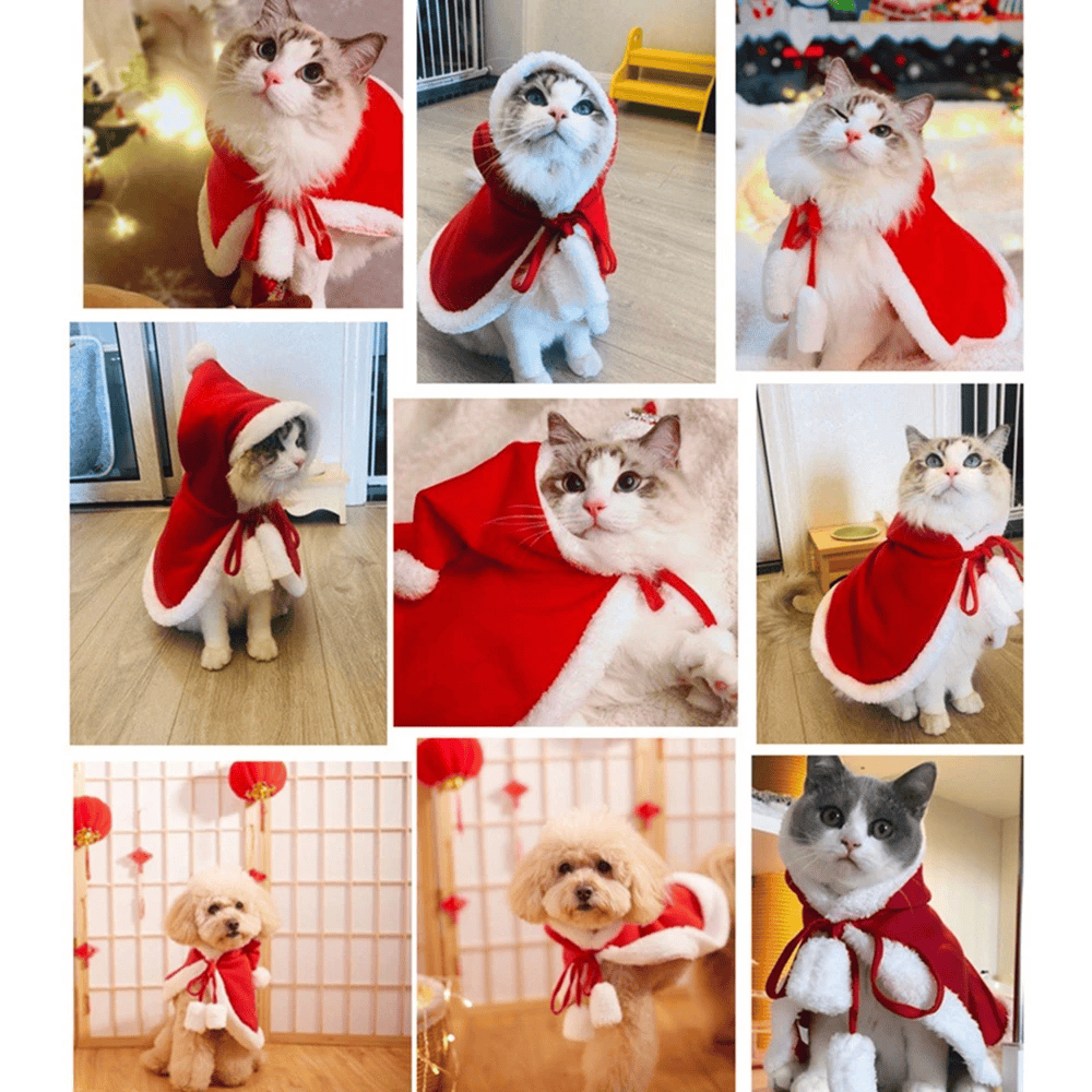 Christmas Pet Santa Cosplay Elk Costume Dog Puppy Hoodie Coat Clothes Soft Plush Warm Cloak Outfit for Small Dogs Cats Costume