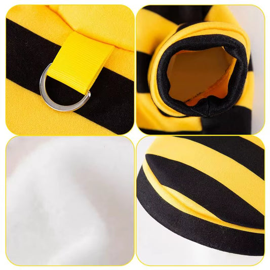 Cat Bee Costume Soft Cat Holiday Cosplay Warm Clothes Pet Bee Halloween Hoodiesfunny Outfits Clothes for Dogs Accessories