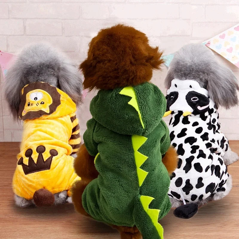 Thickened Warm Dog Clothes Pet Clothes for Small Medium Dogs Chihuahua Teddy Puppy Cat Dinosaur Outfit Pet Dog Hoodies