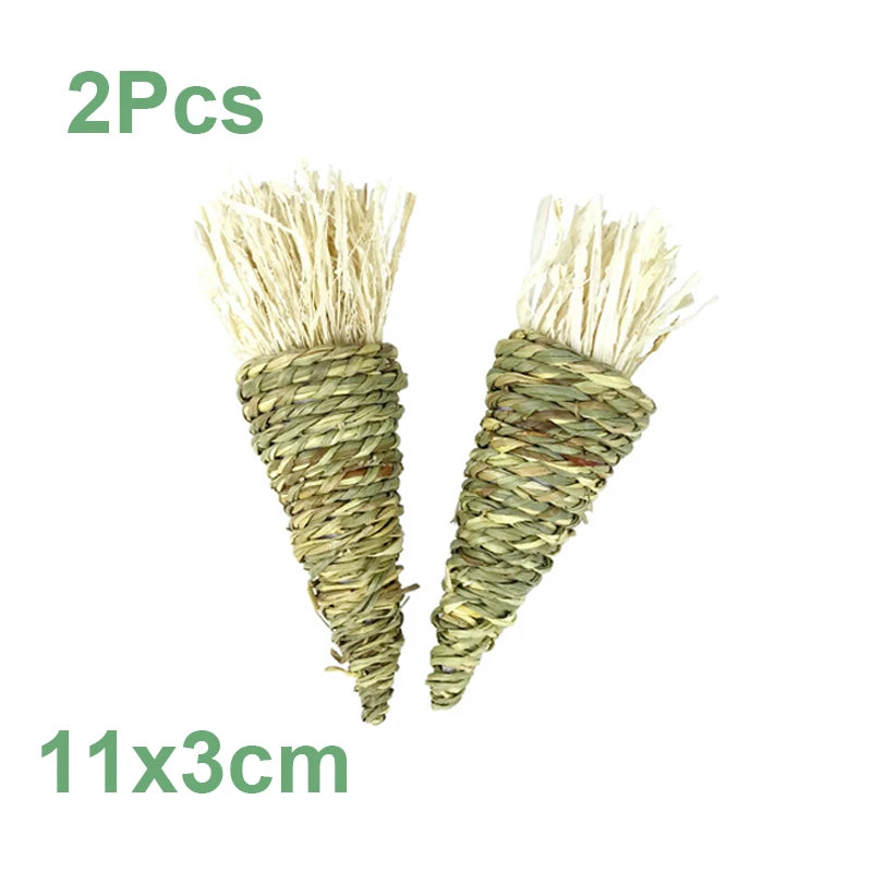 Rabbit Chew Toy Organic Natural Apple Wood Grass Pet Bunny Rabbit Toys for Chinchilla Guinea Pigs Hamster Utensils Accessories