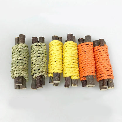 Rabbit Chew Toy Organic Natural Apple Wood Grass Pet Bunny Rabbit Toys for Chinchilla Guinea Pigs Hamster Utensils Accessories