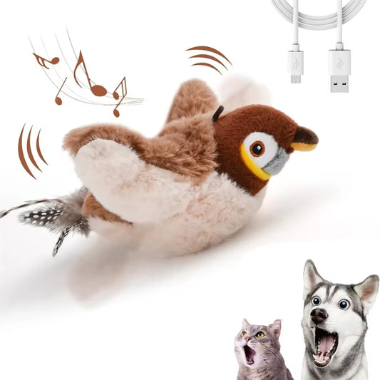 Interactive Flapping Chirping Bird Cat Toys with Catnip - Touch Activated Electric Toy Bird for Cats Mental Stimulation