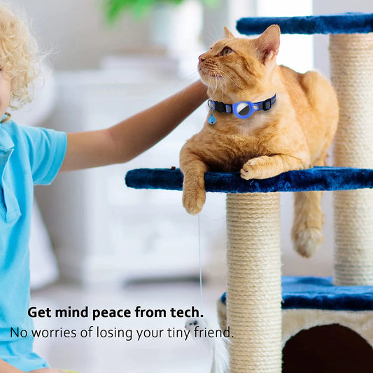 Anti-Lost Cat Collar for Airtag Tracker Protective Case with Bell No GPS Reflective Cats Necklace Kitten Accesories Pet Products