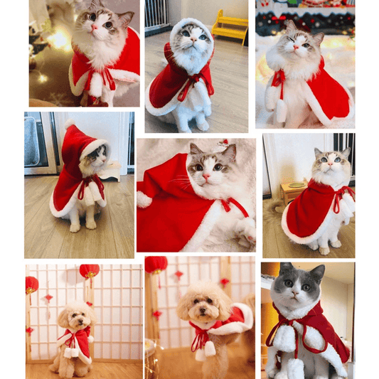 Christmas Pet Santa Cosplay Elk Costume Dog Puppy Hoodie Coat Clothes Soft Plush Warm Cloak Outfit for Small Dogs Cats Costume