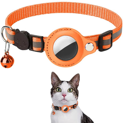 Anti-Lost Cat Collar for Airtag Tracker Protective Case with Bell No GPS Reflective Cats Necklace Kitten Accesories Pet Products