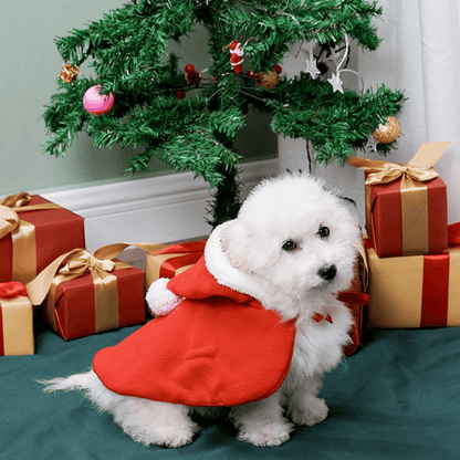 Christmas Pet Santa Cosplay Elk Costume Dog Puppy Hoodie Coat Clothes Soft Plush Warm Cloak Outfit for Small Dogs Cats Costume