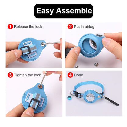 Anti-Lost Cat Collar for Airtag Tracker Protective Case with Bell No GPS Reflective Cats Necklace Kitten Accesories Pet Products