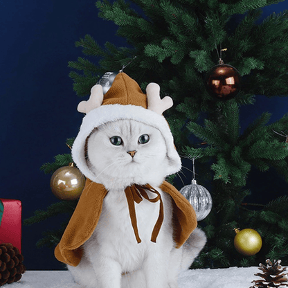Christmas Pet Santa Cosplay Elk Costume Dog Puppy Hoodie Coat Clothes Soft Plush Warm Cloak Outfit for Small Dogs Cats Costume
