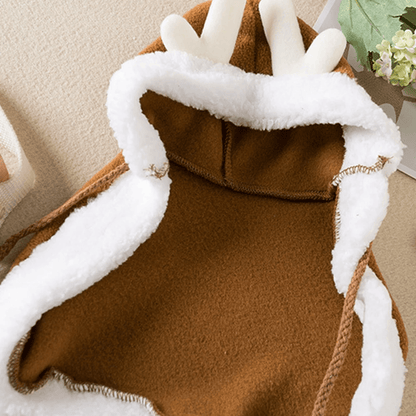 Christmas Pet Santa Cosplay Elk Costume Dog Puppy Hoodie Coat Clothes Soft Plush Warm Cloak Outfit for Small Dogs Cats Costume