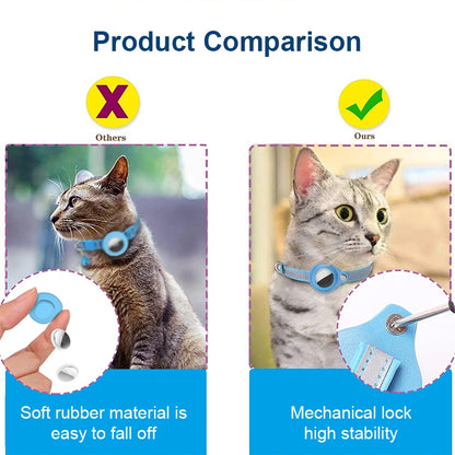 Anti-Lost Cat Collar for Airtag Tracker Protective Case with Bell No GPS Reflective Cats Necklace Kitten Accesories Pet Products