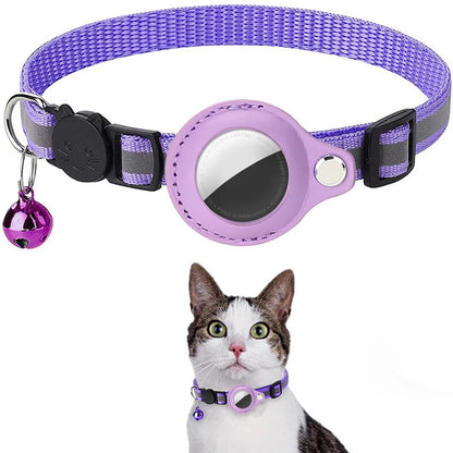 Anti-Lost Cat Collar for Airtag Tracker Protective Case with Bell No GPS Reflective Cats Necklace Kitten Accesories Pet Products