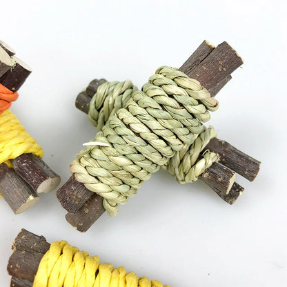 Rabbit Chew Toy Organic Natural Apple Wood Grass Pet Bunny Rabbit Toys for Chinchilla Guinea Pigs Hamster Utensils Accessories