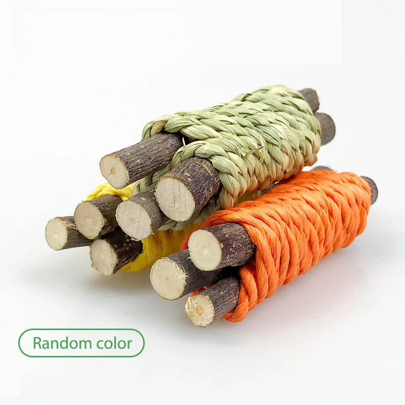 Rabbit Chew Toy Organic Natural Apple Wood Grass Pet Bunny Rabbit Toys for Chinchilla Guinea Pigs Hamster Utensils Accessories