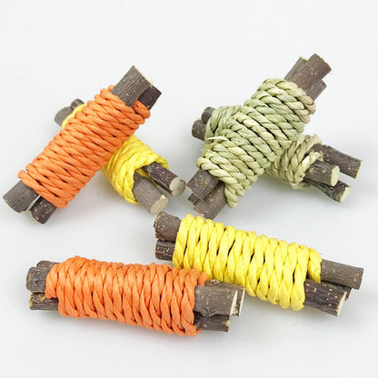 Rabbit Chew Toy Organic Natural Apple Wood Grass Pet Bunny Rabbit Toys for Chinchilla Guinea Pigs Hamster Utensils Accessories