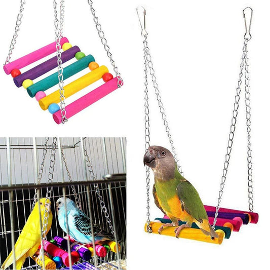 1Pc Colorful Hanging Hammock Swing Toys for Pet Birds Perfect for Parrots Parakeets Budgies and Cockatiels