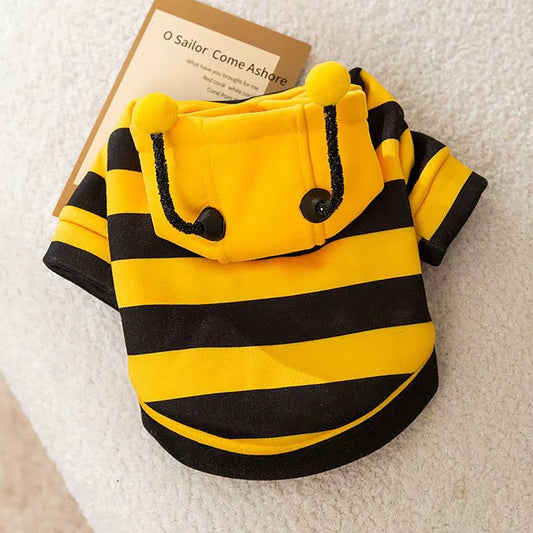 Cat Bee Costume Soft Cat Holiday Cosplay Warm Clothes Pet Bee Halloween Hoodiesfunny Outfits Clothes for Dogs Accessories